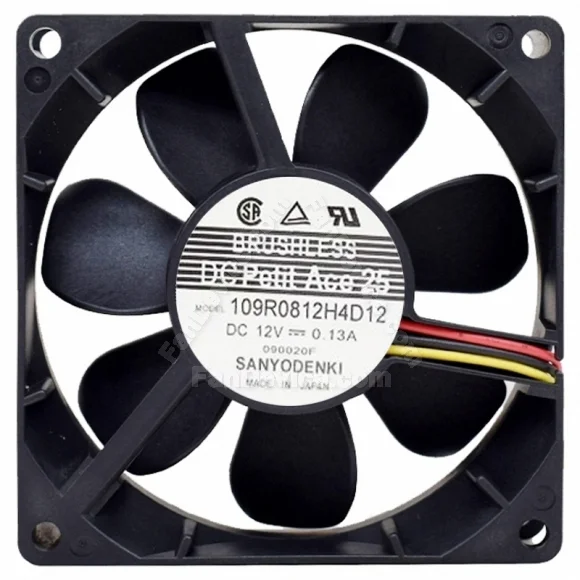 Sanyo 109R0812H4D12 12V 0.13A DC Brushless 3 Wires Axial Cooling Fan