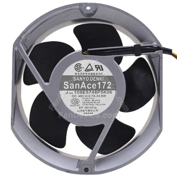 Sanyo 109E5748P5K06 DC 48V 0.7A 33.6W 4 Wires Axial Cooling Fan