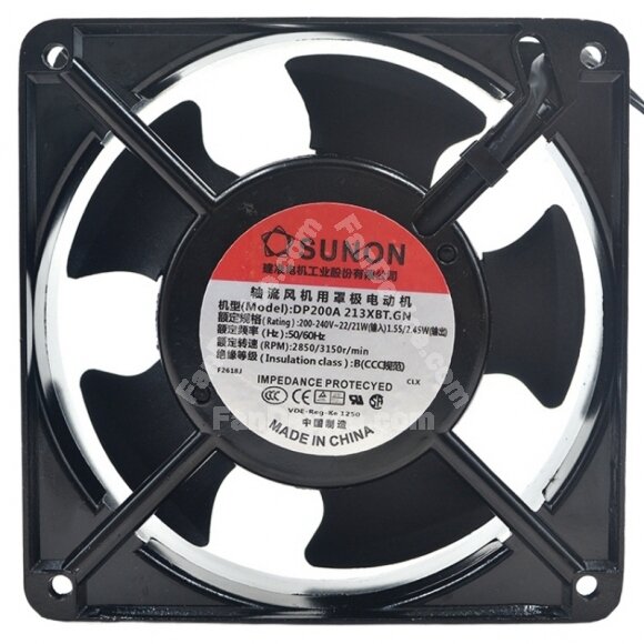 Sunon 2123XBT.GN AC 200-240V 22/21W 2 Wires Impedance Protected Cooling Fan