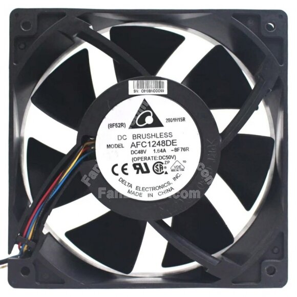 Delta AFC1248DE DC 48V 1.64A 4 Wires Brushless PWM Axial Cooling Fan