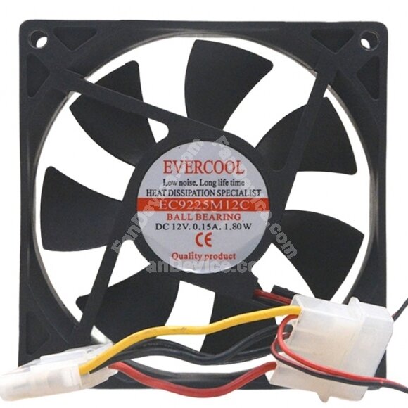 EVERCOOL EC9225M12C DC 12V 0.15A 1.80W Ball Bearing Axial Cooling Fan