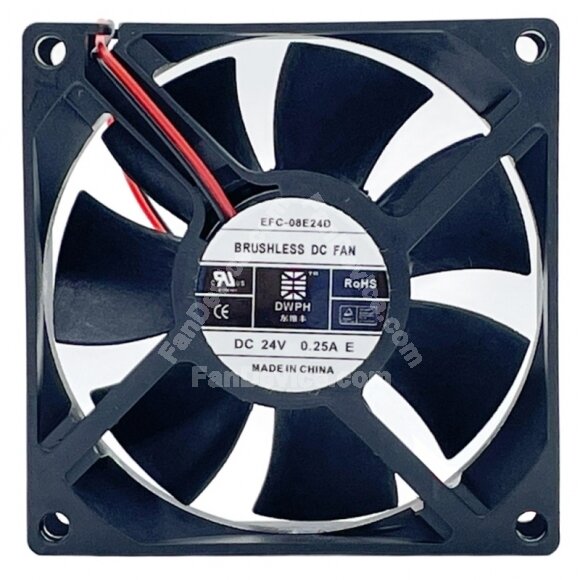 DWPH EFC-08E24D DC 24V 0.25A 2 Wires 8025 Brushless Axial Cooling Fan