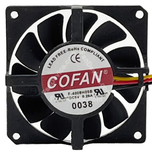 COFAN F-4008H05B DC 5V 0.28A 3 Wires 4008 Axial Cooling Fan