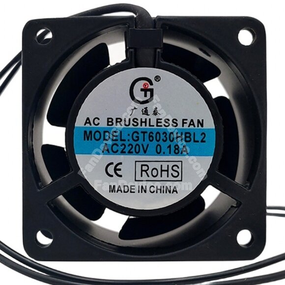 GT6030HBL2 AC 220V 0.18A 2 Wires 6030 Brushless Axial Cooling Fan