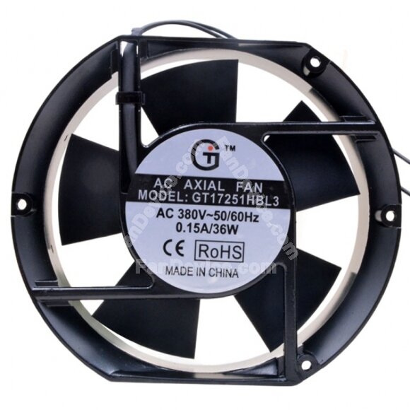 GT17251HBL3 AC 380V 0.15A 36W 2 Wires Axial Cooling Fan