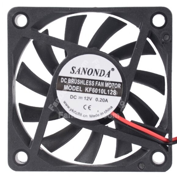 SANONDA KF6010L12S DC 12V 0.20A 2 Wires Brushless Axial Cooling Fan