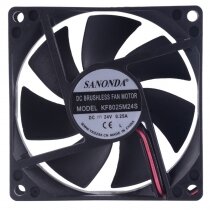 SANONDA KF8025M24S DC 24V 0.25A 2 Wires Brushless Axial Cooling Fan