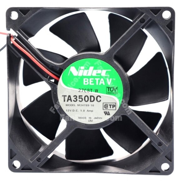 Nidec TA350DC M34789-16 DC 12V 1.0Amp 2 Wires Axial Cooling Fan