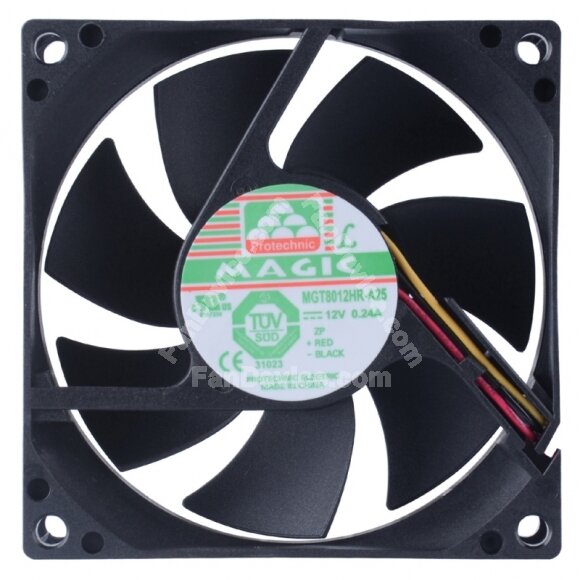 Magic MGT8012HR-A25 DC 12V 0.24A 3 Wires Axial Cooling Fan