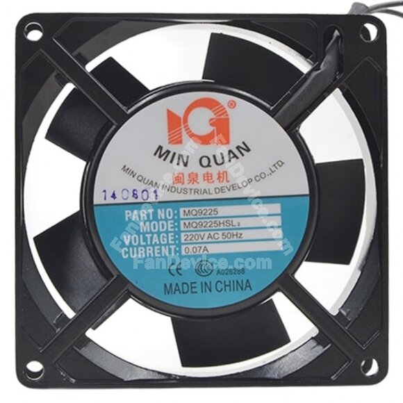 MIN QUAN MQ9225HSL2 AC 220V 0.07A 2 Wires Axial Cooling Fan