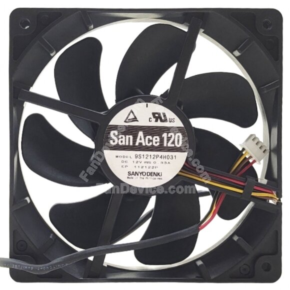 Sanyo Denki 9S1212P4H031 DC 12V 0.33A 4 Wires PWM Axial Cooling Fan
