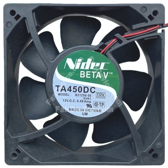 Nidec TA450DC B31256-56 DC 12V 0.49AMP 2 Wires Axial Cooling Fan