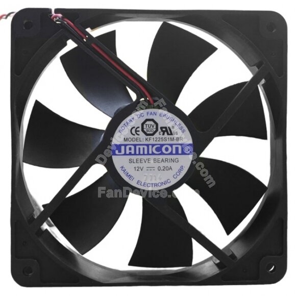 JAMICON KF1225S1M-BR DC 12V 0.20A 2 Wires Sleeve Bearing Axial Cooling Fan
