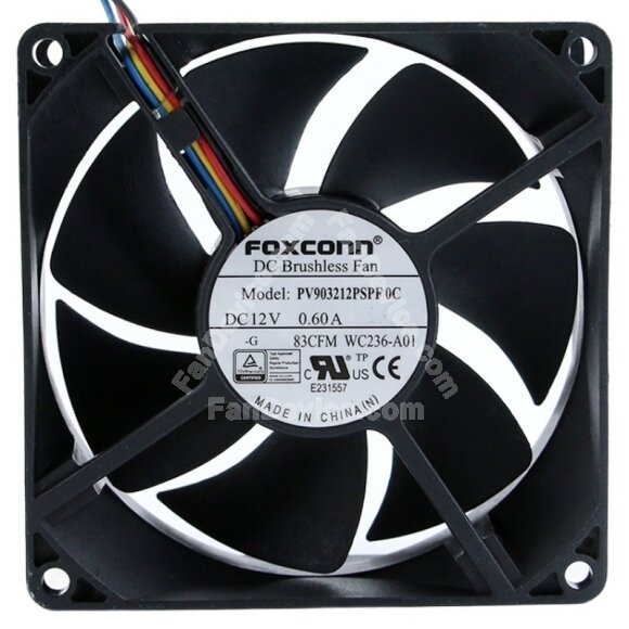 Foxconn PV903212PSPF 0C 12V 0.60A DC Brushless Axial Cooling Fan