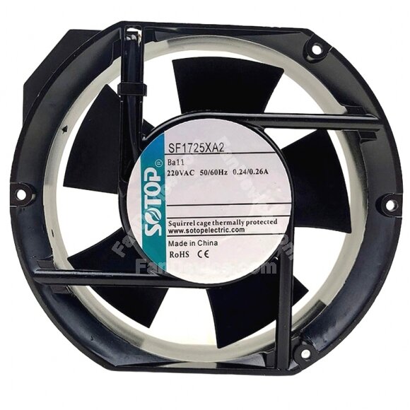 SOTOP SF1725XA2 AC 220V 0.24/0.26A 2 Wires Ball Bearing Axial Cooling Fan