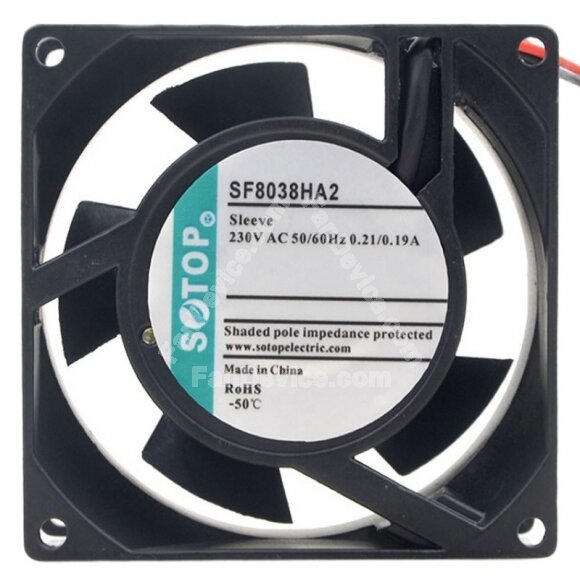 SOTOP SF8038HA2 AC 230V 0.21/0.19A Sleeve Bearing Axial Cooling Fan