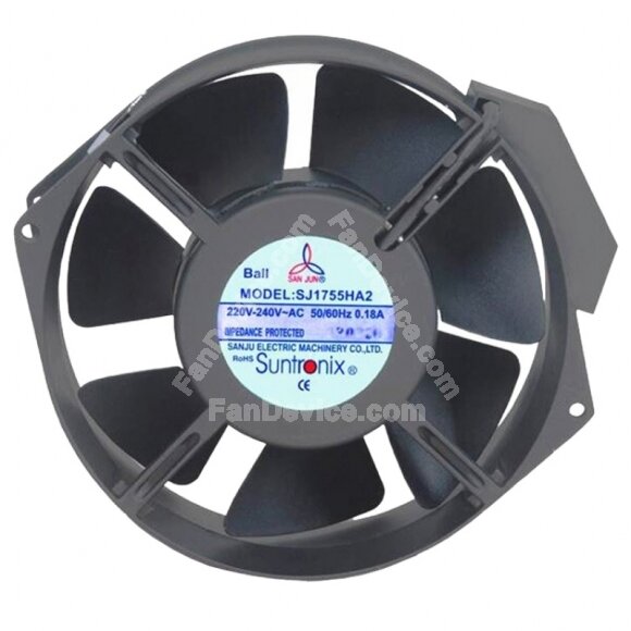 SAN JUN SJ1755HA2 AC 220V-240V 0.18A Impedance Protected Axial Cooling Fan