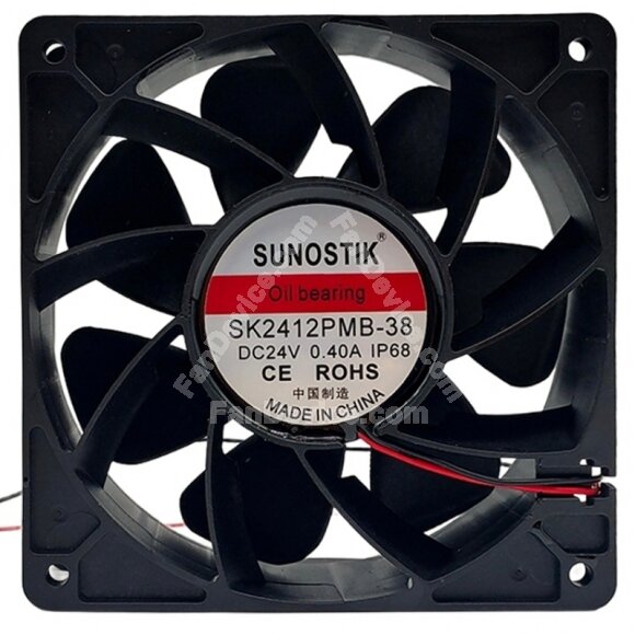 SUNOSTIK SK2412PMB-38 DC 24V 0.40A IP68 Waterproof Axial Cooling Fan