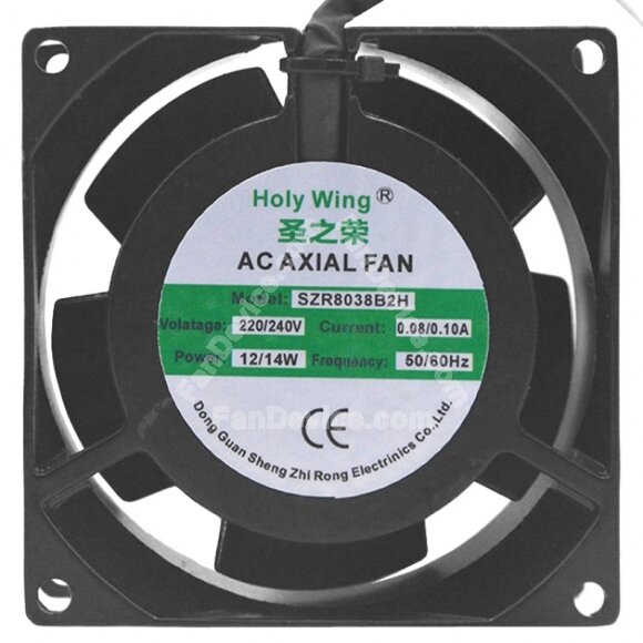 Holy Wing SZR8038B2H AC 220/240V 0.08/0.10A 12/14W Axial Cooling Fan