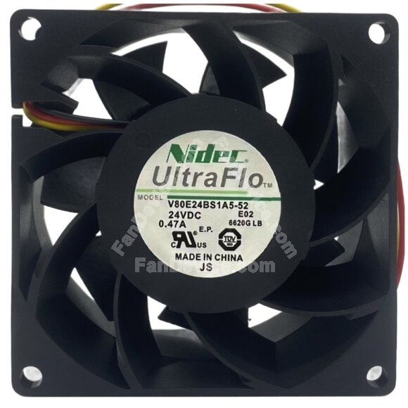 Nidec UltraFlo V80E24BS1A5-52E02 DC 24V 0.47A Axial Cooling Fan