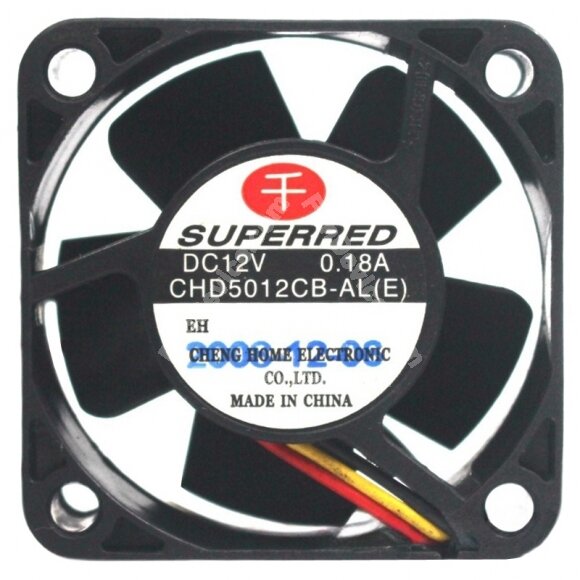 SuperRed CHD5012CB-AL DC 12V 0.18A 3 Wires 5020 Axial Cooling Fan