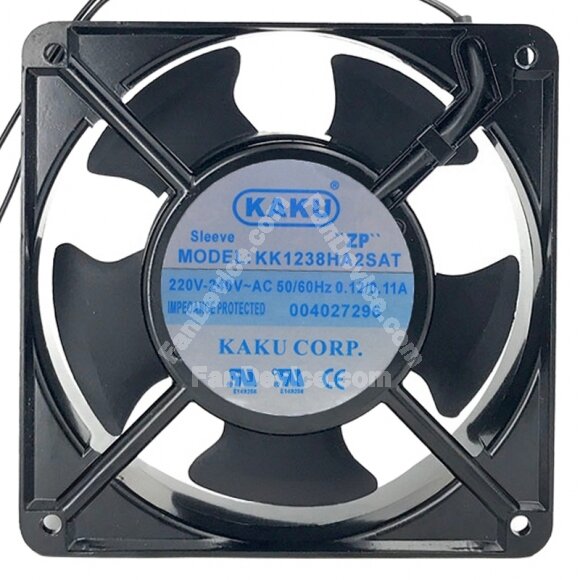 KAKU KK1238HA2SAT AC 220V-240V 0.12/0.11A Impedance Protected Axial Fan