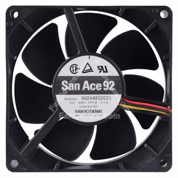 Sanyo Denki 9G0948S2E01 DC 48V 0.11A 3 Wires 9032 Axial Cooling Fan