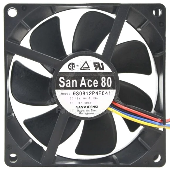 Sanyo 9S0812P4F041 DC 12V 0.13A 3 / 4 Wires Axial Cooling Fan