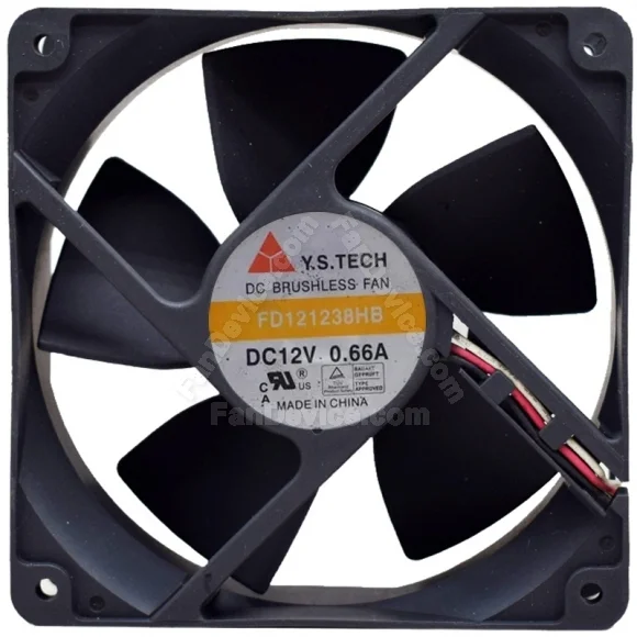 Y.S.TECH FD121238HB 12V 0.66A DC Brushless 2 / 3 Wires Axial Cooling Fan