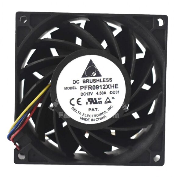 Delta PFR0912XHE DC 12V 4.50A 9238 Axial Brushless Cooling Fan