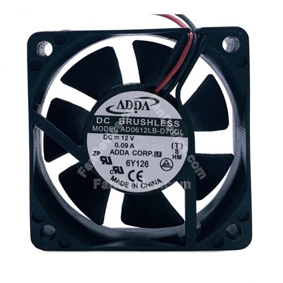 ADDA AD0612LB-D70GL DC 12V 0.09A 2 Wires Axial Cooling Fan