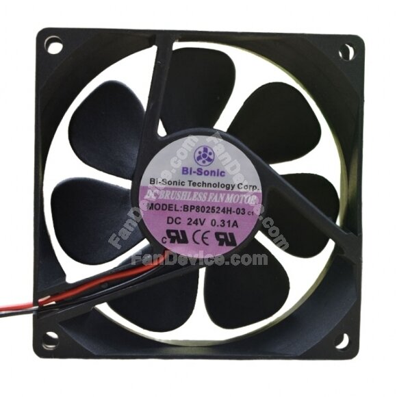 Bi-Sonic BP802524H-03 DC 24V 0.31A 2 Wires Axial Cooling Fan
