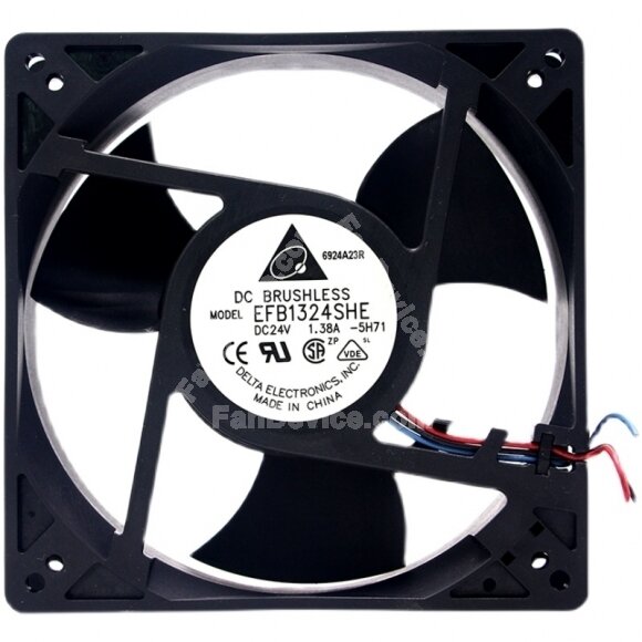 Delta EFB1324SHE DC 24V 1.38A 2 Wires / 3 Wires Axial Cooling Fan
