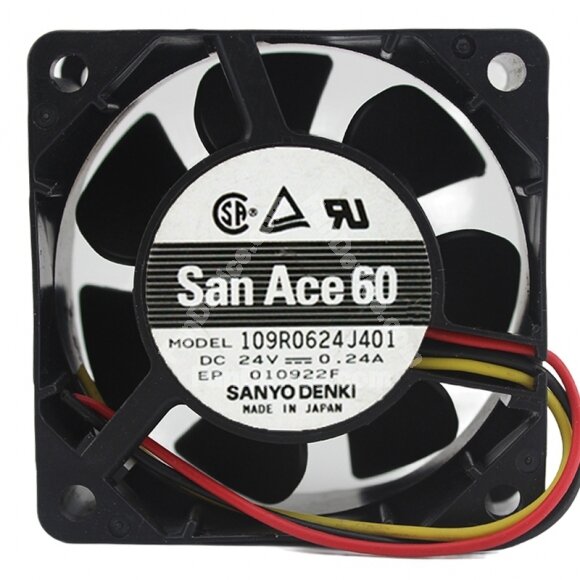 Sanyo Denki 109R0624J401 DC 24V 0.24A 6025 Axial Cooling Fan