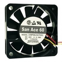 Sanyo Denki 109P0624H7D01 DC 24V 0.06A 6015 Axial Cooling Fan