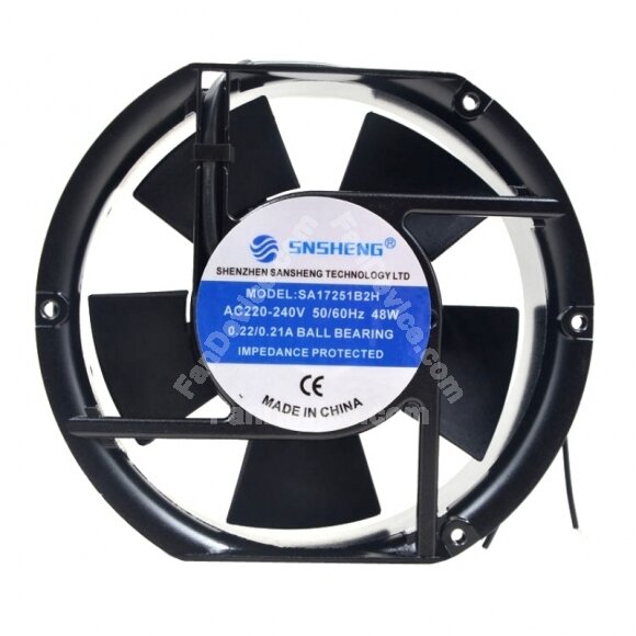 SNSHENG SA17251B2H AC 220-240V 48W 2 Wires Axial Cooling Fan