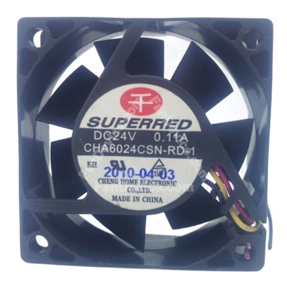 SuperRed CHA6024CSN-RD-1 DC 24V 0.11A 6025 Axial Cooling Fan