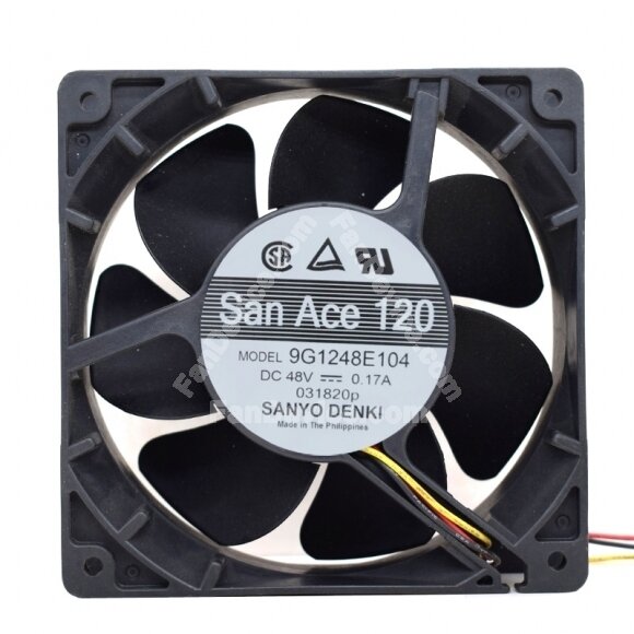 Sanyo Denki 9G1248E104 DC 48V 0.17A 2 Wires / 3 Wires Axial Cooling Fan