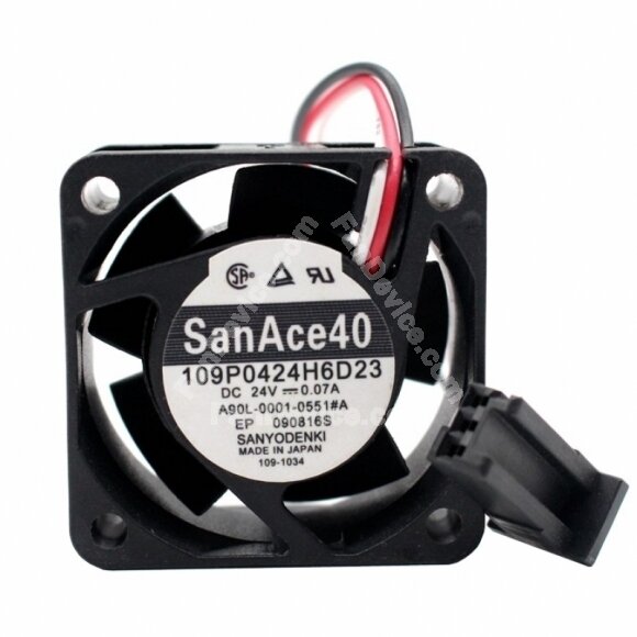 Sanyo Denki 109P0424H6D23 A90L-0001-0551#A DC 24V 0.07A 3 Wires Axial Cooling Fan