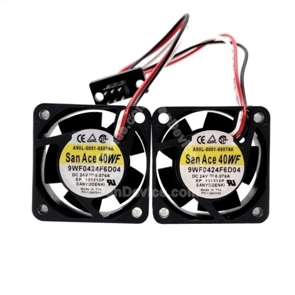 Sanyo Denki 9WF0424F6D04 DC 24V 0.076A 3 Wires Axial Two Cooling Fans