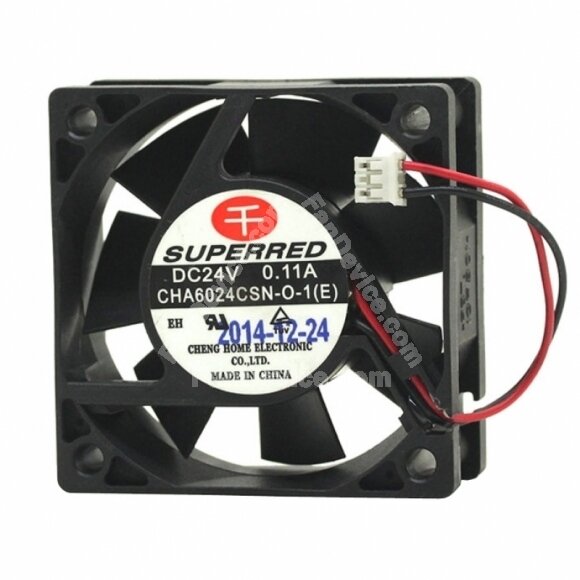SUPERRED CHA6024CSN-O-1(E) DC 24V 0.11A 2 Wires Axial Cooling Fan