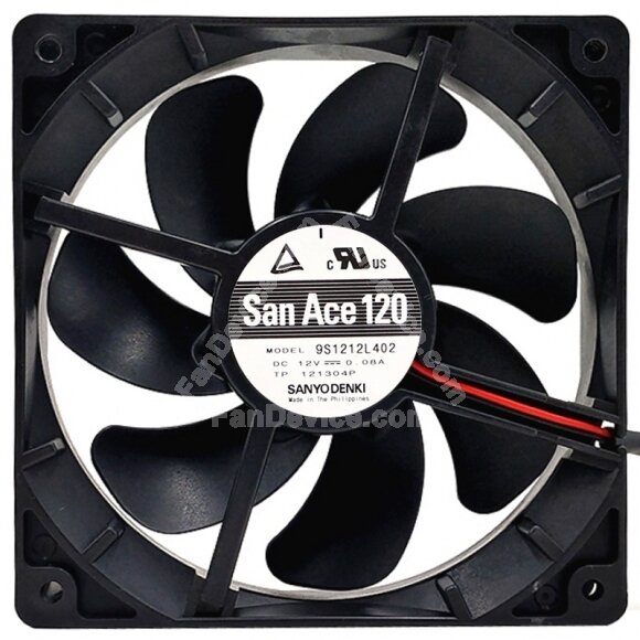 Sanyo Denki 9S1212L402 DC 12V 0.08A 2 Wires 12025 Axial Cooling Fan