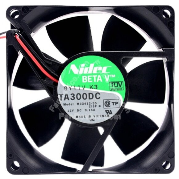 Nidec TA300DC M33412-55 DC 12V 0.15A 2 Wires 8025 Axial Cooling Fan