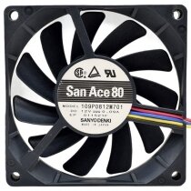 Sanyo Denki 109P0812M701 DC 12V 0.09A 2 / 3 / 4 Wires 8015 Axial Fan