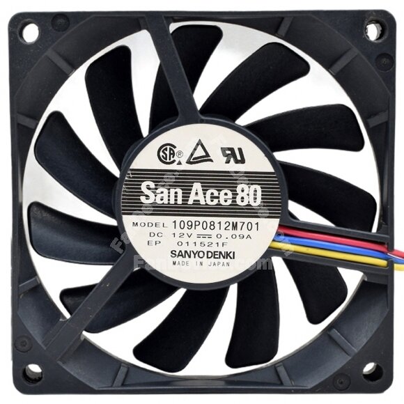 Sanyo Denki 109P0812M701 DC 12V 0.09A 2 / 3 / 4 Wires 8015 Axial Fan