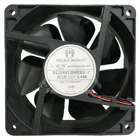 PELKO Motors R1238X12BPCB3-7 12V 1.44A DC Brushless Axial Cooling Fan