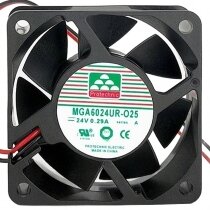 Protechnic MGA6024UR-O25 DC 24V 0.29A 2 Wires 6025 Axial Cooling Fan