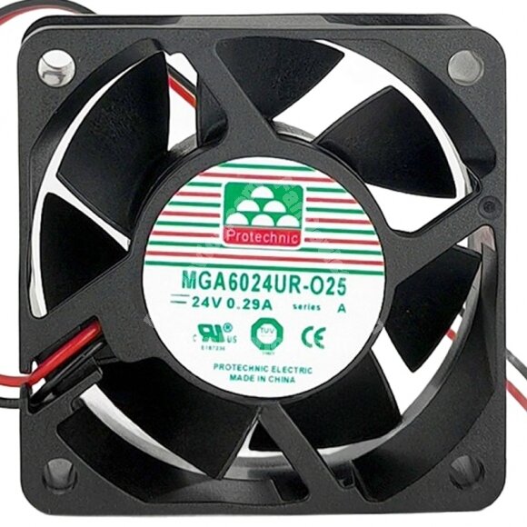 Protechnic MGA6024UR-O25 DC 24V 0.29A 2 Wires 6025 Axial Cooling Fan