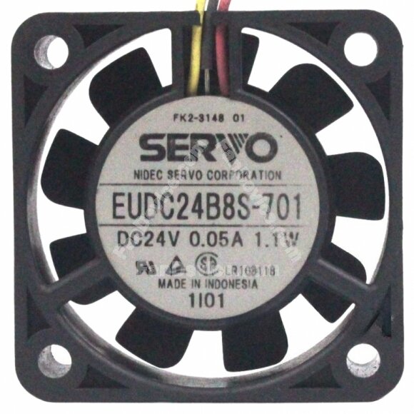 Servo EUDC24B8S-701 DC 24V 0.05A 1.1W 3 Wires 4010 Axial Cooling Fan