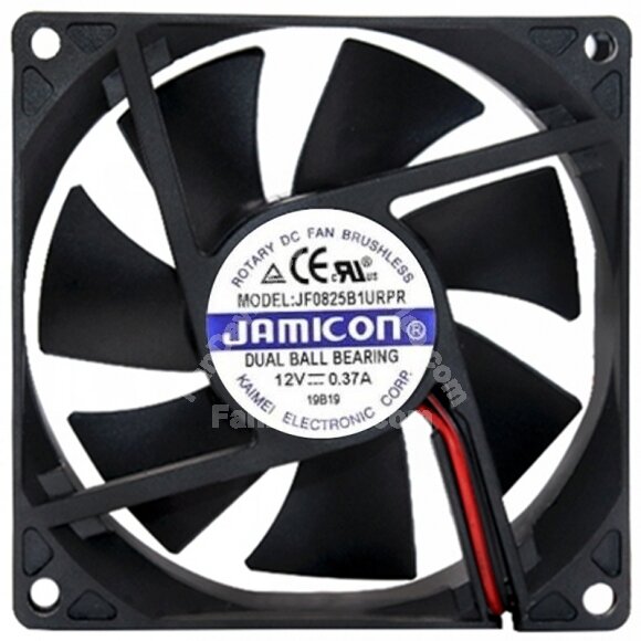 JAMICON JF0825B1URPR DC 12V 0.37A 8025 Dual Ball Bearing Axial Fan